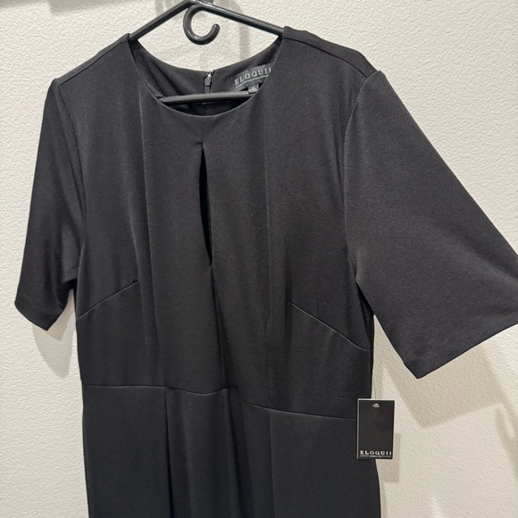 Eloquii Black Jumpsuit Wide Leg Size 16 Side Pockets Key Hole Front - Picture 6 of 12